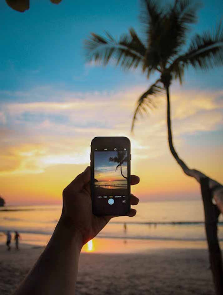 a phone at the beach