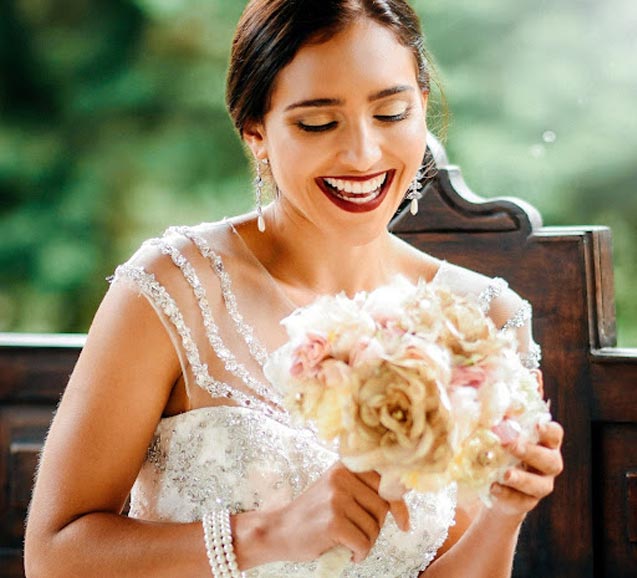 costa rican woman in wedding gown