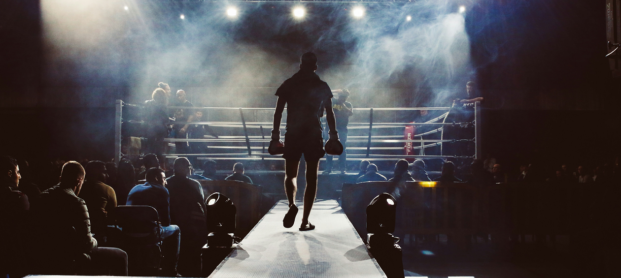 A fighter heads to the ring.