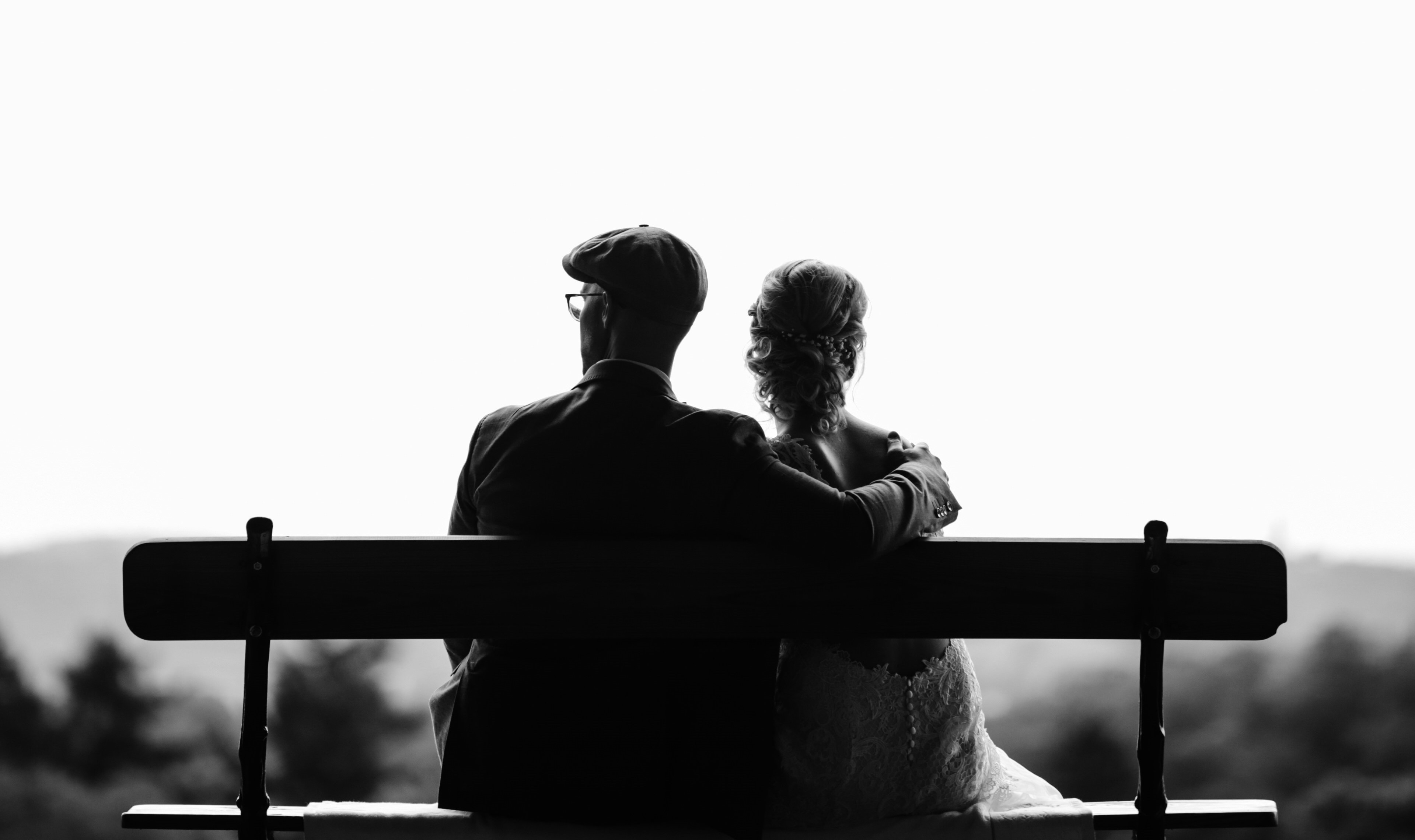 A black and white image of a traditional couple