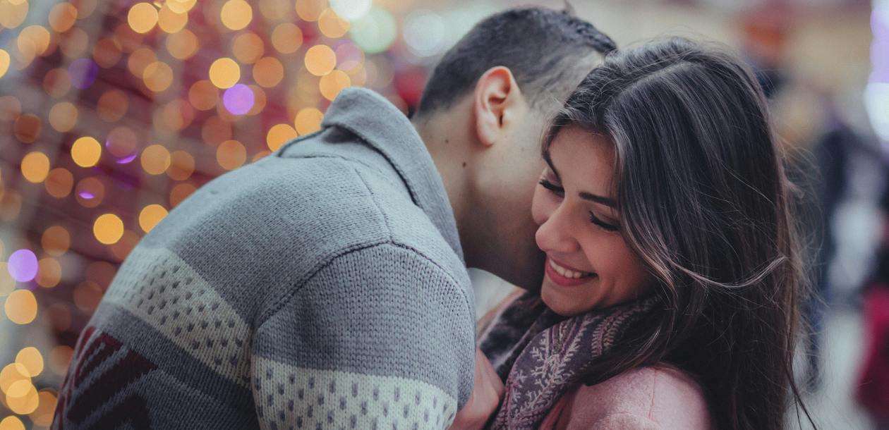 A man flirting with a woman.